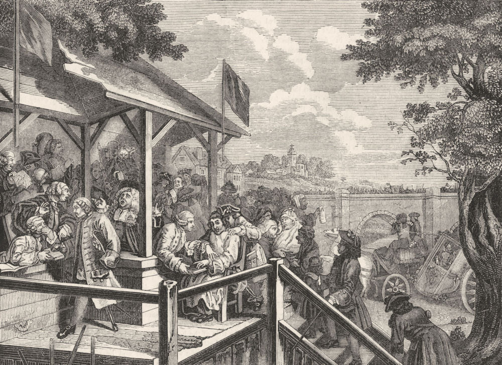 POLITICS. The Polling 1845 old antique vintage print picture